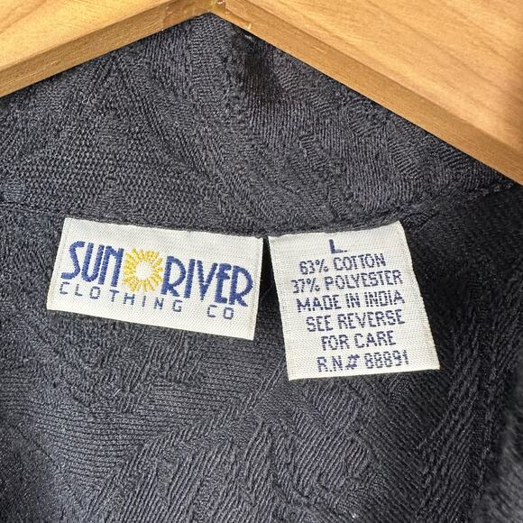 Sun River Vintage Black Jacquard Textured Full Zip Classic Unlined Vest Size L - Picture 3 of 5